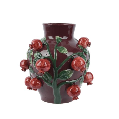 VASO DOLOMITI MARRONE E MELOGRANI H.25.9